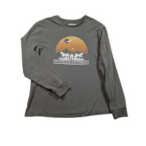 Levi's T-Shirt Mens L Green Long Sleeve Graphic Print Regular Fit Crew Neck